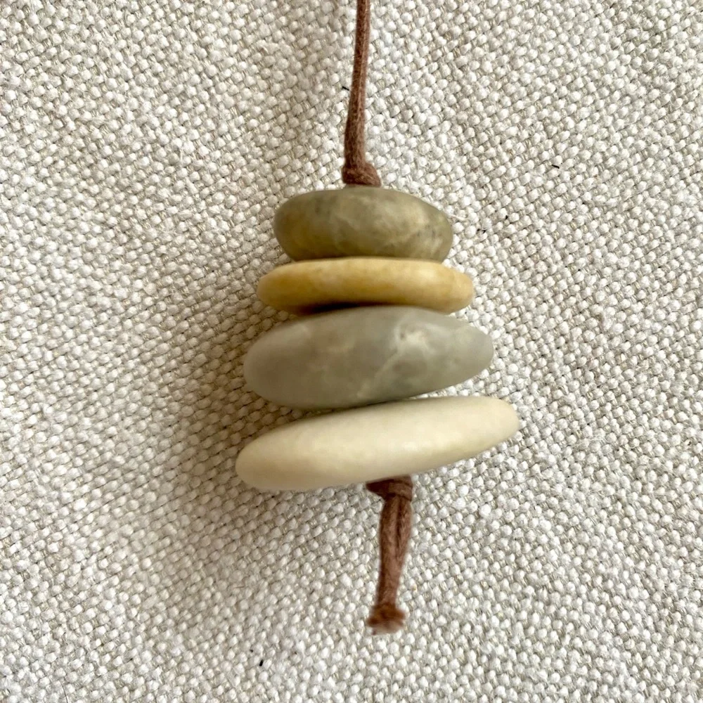 Tan and Cream Stacked Stone Necklace - Picture 1 of 3